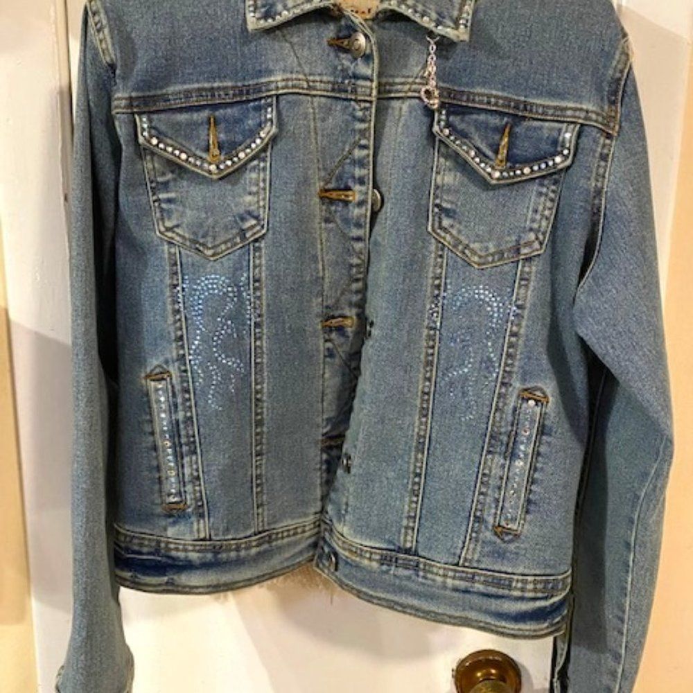 Raquel Rocks Jean Jacket with crystal studs